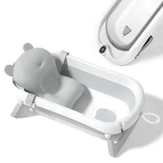 Faltbar Baby Badewanne Mit Rutschfestem Badekissen - Babywanne XXL Mit Baby Badewannensitz & Badethermometer - Von Der Geburt Bis 3 Jahre - Baby Bathtub - Geburtsgeschenke Für Mädchen & Jungen