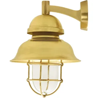 Außenleuchte Wand Maritim Messing Glas E27 IP64 35 cm hoch Lampe Hof Laterne