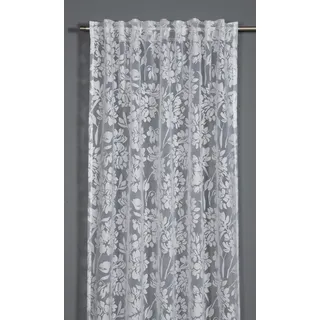 sehlbach gmbh Sehlbach Fertigschal mit Gardinenband Floral 135 x 245 cm weiß