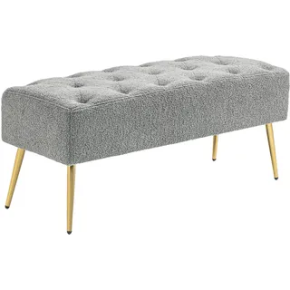 Homcom Sitzbank mit Lammwolle-Optik, Knopfheftung, Stahlbeine, Schuhbank für Schlafzimmer, Wohnzimmer, Flur, 112 x 41 x 46