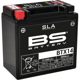 BS Battery 300681 BTX14 AGM SLA Motorrad Batterie, Schwarz