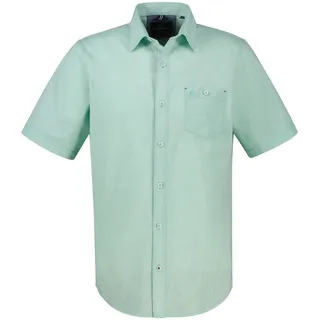 Kurzarmhemd LERROS "Kurzarmhemd, unifarben in großen Größen", Herren, Gr. 3XL, extraweit, mint water, 80% Baumwolle, 20% Leinen, Hemden Kurzarmhemd