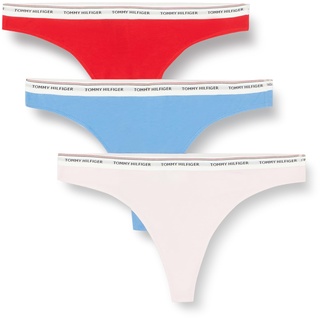 Tommy Hilfiger Damen 3er Pack Strings Premium Essential Tangas, Mehrfarbig (Fierce Red/Blue Spell/Pearly Pink), XL