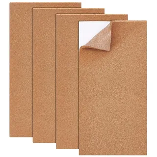 BENECREAT 4 Stück Bulletin-Blätter Für Korkfliesen, 20x40x0.6cm Selbstklebende Korkplatte, Rechteckiges Untersetzerbrett Zur Wanddekoration, Büro, Schule, Pinnwand-Dekoration