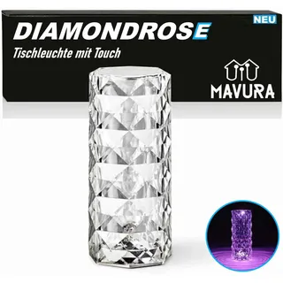 DIAMONDROSE Crystal LED Kristall Tischlampe Leuchte mit Touch 16 Farben USB Akku