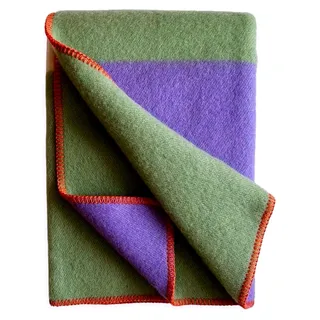 Wendedecke aus norwegischer Wolle 140 x 205 cm Tricolor Square (Lila/Grün) - Lila, Grün