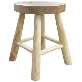 Möbilia Gartenhocker Holz rund 35 x 45 x 35 cm Beige