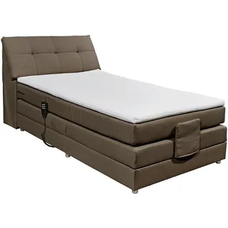 Esposa Boxspringbett , Dunkelbraun , Kunststoff , H2 , 7-Zonen , 120x200 cm , Stoffauswahl, Topper durchgehend , Schlafzimmer, Betten, Einzelbetten