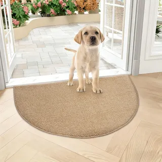 Halbrund Schmutzfangmatte Innen, Rutschfest Fußmatte Innen Außen Schmutzmatte Waschbar Sauberlaufmatte Türmatte Polyester Eingangsteppich Fussmatte eingangsmatte für Eingang Haustür (brown, 50x80)