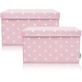 Lifeney Aufbewahrungsbox 2er Set rosa Stern 37 x 25 x 21 cm rosa