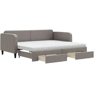 vidaXL Tagesbett Ausziehbar mit Schubladen Taupe 90x200 cm Stoff - Taupe