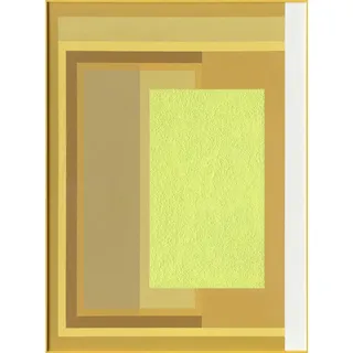Monee Ölgemälde , Weiß, Hellgelb, Dunkelgelb , Metall, Textil, Papier , rechteckig , 70x100 cm , gerahmt , Bilder & Rahmen, Bilder, Ölbilder