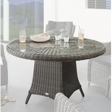 Bild von Gartentisch »LUNA«, Polyrattan, Ø 120x75cm, mit aufgelegter Glasplatte, grau