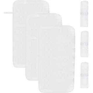 3 Stück Baby Wickelunterlagen, Wiederverwendbar Waschbar Rutschfest Weich Wasserdicht Atmungsaktiv Gesteppt Saugfähig Säugling Wickelunterlage, 14 x 27 Zoll (Weiß)