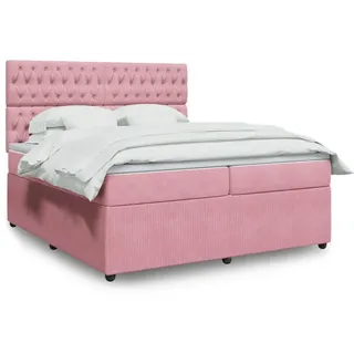 Langlebige Boxspringbett mit Matratze Rosa 200x200 cm Samt Gästebett mit Lattenrost Möbel7980017 - Rosa