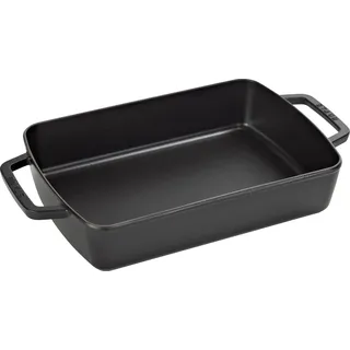 Staub Auflaufform, rechteckig mit 2 Griffen, 30x20 cm, 3,1 L, Gusseisen, für alle Herdarten, Schwarz