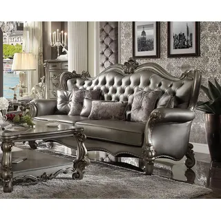 Chesterfield Sofa 3 Sitzer Couch Polster Leder Sofas Wohnzimmer Dreisitzer neu - Grau