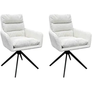 byLIVING Esszimmerstuhl Pura 2er Set, Cordbezug off-white, Gestell schwarz