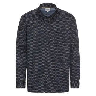 camel active Herren Langarmhemd mit Minimal-Print Dunkelblau-Rot, Menswear-M