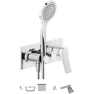Gessi Rilievo, Fertigmontageset für Wannen-Einhebelmischer, 2-Wege Umstellung, direkter Wandanschlussbogen mit Halterung, 59141279, Farbe: Weiß CN