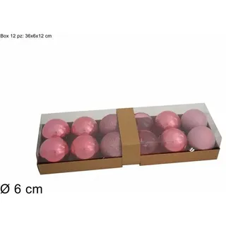 Serie Set 12 Bälle Weihnachtsbaum Rosa Farbe 6cm Dekorationen Dfh