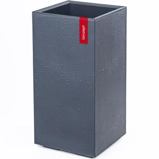KONZEPT Pflanzkübel groß hoch in Beton-Optik mit Rollen und Drainage, 28,6 x 28,6 x 59,4 cm – für innen & außen, Anthrazit