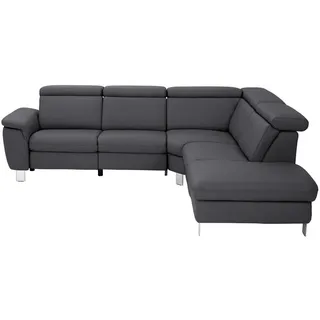 Cantus Ecksofa , Schwarz , Leder , Echtleder , Rindleder , Uni , Ottomane rechts, L-Form , 271x239 cm , Typenauswahl, Bettkasten erhältlich, Fußauswahl, Lederauswahl, Stoffauswahl, Hocker erhältlich, Rückenfutter , Wohnzimmer, Sofas & Couches, Wohnlandschaften, Ecksofas