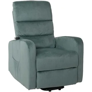 Mendler Fernsehsessel HWC-K62 Chenille 72 x 138 x 0 cm Blau/Grün elektrisch