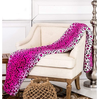 Home Must Haves Bed Blanket Queen/King Zebra Giraffen-Safari-Tierdruck, für alle Jahreszeiten, extra weich, warm, für Sofa, Couch, Überwurf, Bettdecke, Size-Bett, rosa, Polyester, pink Leopard