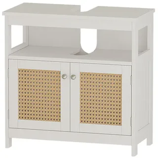 Vicco Waschbeckenunterschrank Rosario Weiß 60 x 60 cm mit 2 Türen und offenem Fach, - Weiß