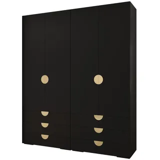 Abiks Möbel Garderoben-Set 236,7/200/47 , Schwarz, Goldfarben , Metall , Nachbildung , 8 Fächer , 200x236.7x47 cm , Garderobe, Garderobenschränke