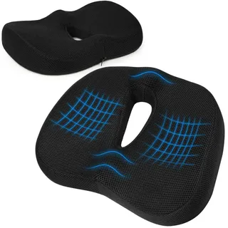 Ainiv Sitzkissen, Ergonomisches Sitzkissen, Memory Schaum Sitzpolster für Bürostuhl, Rollstuhl,Autositz, Kissen (Schwarz)