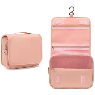 KONO Kulturbeutel Damen & Herren, Kulturtasche Zum Aufhängen, Kosmetiktasche mit Haken, Große Kosmetiktasche für Damen, geeignet für große Behälter und Reisegröße Zubehör (Nude)