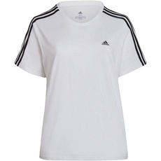 Bild Adidas, Essentials Slim 3-Stripes, T-Shirt, Weiß Schwarz, 3X, Frau
