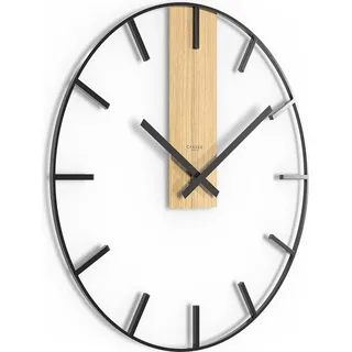 Große Vintage Wanduhr 60 cm - Geräuschloses modernes Design aus Holz und Metall