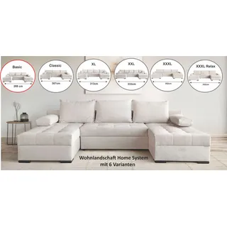 OTTO home "Home System U-Form, von B: 269-352 cm wählbar, 6 Varianten zur Auswahl", Bettfunktion, Bettkasten & Zierkissen, Federkern,