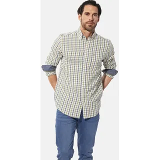 Langarmhemd BABISTA "Hemd KELVANO", Herren, Gr. L, weit, weiß (wollweiß kariert), Obermaterial: 100% Baumwolle CO., Hemden Langarmhemd
