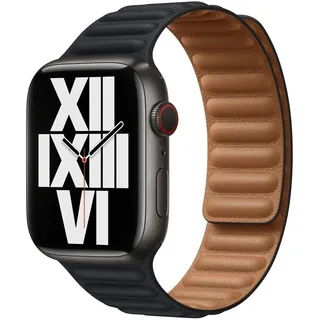 Apple Lederarmband mit Endstück M/L für Apple Watch 45mm Mitternacht (ML823ZM/A)