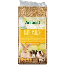 Anibest Naturstroh, Kleintierstreu, 100 % natürliche Einstreu für alle Nager & Kleintiere, Kaninchen, Hamster, Meerschweinchen und Co, saugfähig, wärmeisolierend, Made in Germany, 0,8 kg