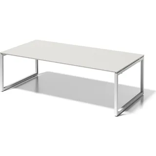 BISLEY Cito Chefarbeitsplatz/Konferenztisch, 740 mm höhenfixes O-Gestell, Metall, Gw396 Dekor Grauweiß, Gestell Verkehrsweiß, 120 x 240 x 74 cm