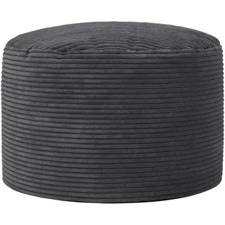 Icon Milano Cord Sitzsack Hocker mit Füllung, Grau | In Deutschland Hergestellt, Sitzsack Pouf Hocker, Flauschiger Cordstoff, Fußhocker für das Wohnzimmer und Schlafzimmer