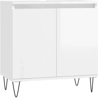 vidaXL Badschrank Hochglanz-Weiß 58x33x60 cm Holzwerkstoff - Weiß