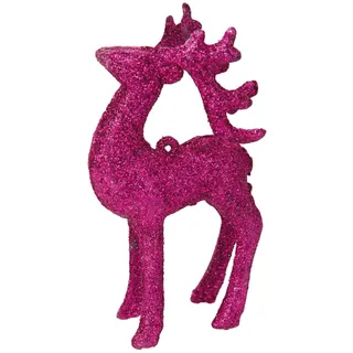 Set mit 2 Hängeleuchten Rentier – mit Pailletten – Farbe Fuchsia – Höhe 6 cm