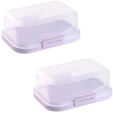 ENGELLAND - 2 x Stapelbare Butterdose mit Deckel und Klick-Verschluss, Flieder/Transparent, Plastik-box, Butter-Glocke, BPA-frei, Mehrzweck, robust
