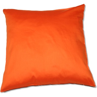 Kinzler K-10037/09 hochwertige Baumwoll-Satin Kissenhülle Uni, modern, 2X 40/40 cm, orange