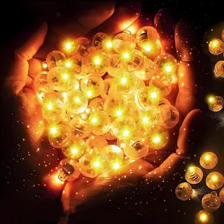 YOUYIKE 100pcs Ballonlichter, Mini Rund lampion lichter Geburtstag Party Zubehör weihnachtskugeln Hochzeit Tischdeko Gastgeschenke Leuchtkugel für Getränke LED Luftballons Leuchtend