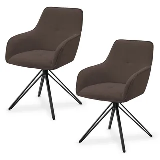 Drehstuhl Clyde Cord Braun 2 Stk.