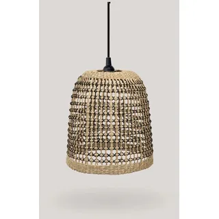 Hängeleuchte außen Seegras E27 IP44 Ø 33 cm Schwarz Natur Boho Außenlampe