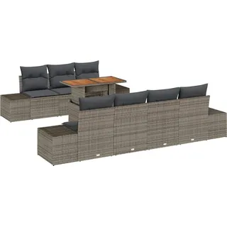 vidaXL Gartensofa-set 8 Stk. Grau Poly-Rattan - Grau