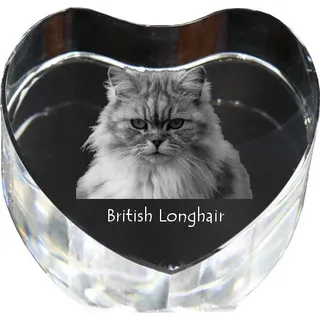 Britisch Langhaar - Kristalluhr mit Katzenbild, Herzregal-Uhr, personalisierte Standuhr von Art-Dog.